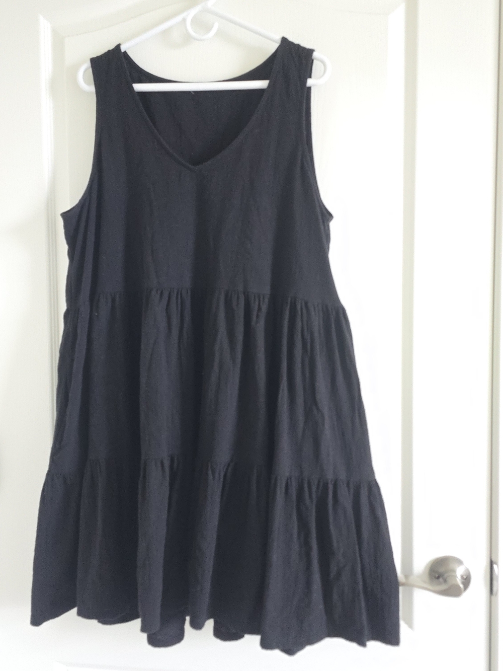 Black Tiered Sleeveless V-Neck Dress